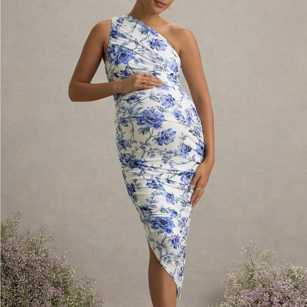 Floral One-Shoulder Maternity Dress